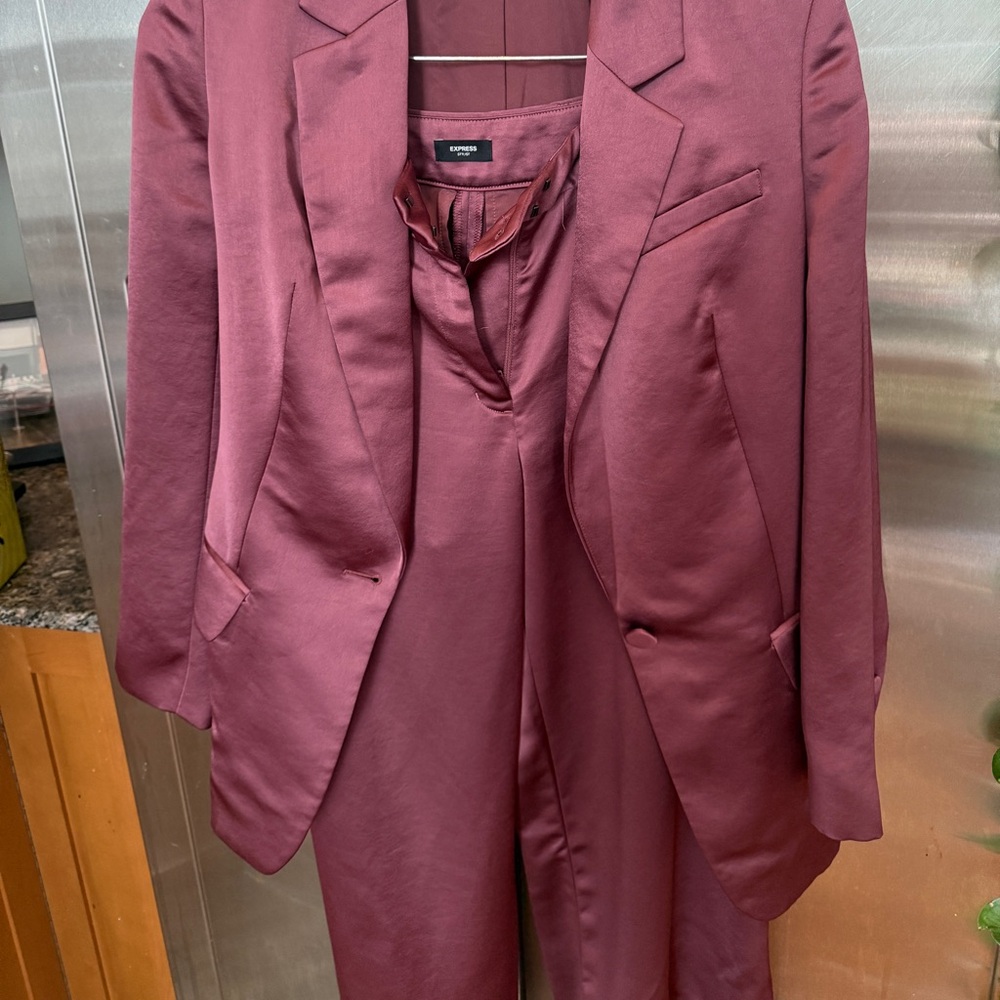 Express Wide Leg Mauve Satin Pants Sz 2L